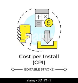 Cost per install multi color concept icon Stock Vector