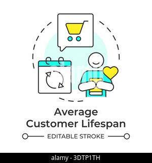 Average customer lifespan multi color concept icon Stock Vector