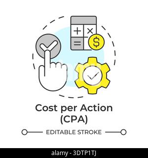 Cost per action multi color concept icon Stock Vector