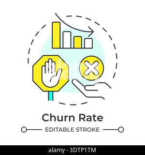 Churn rate multi color concept icon Stock Vector