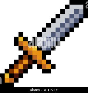 Pixel Art 8 bit Sword Video Game Weapon Item Icon Stock Vector