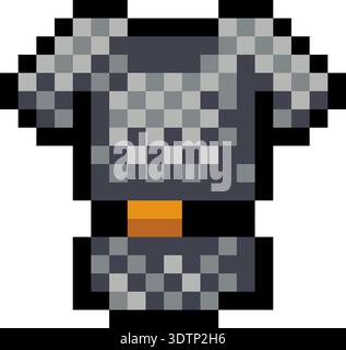 Pixel Art Chain Mail Video Game Armor Item Icon Stock Vector
