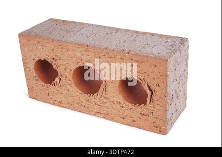 Perforated red brick isolated on white background Stock Photo