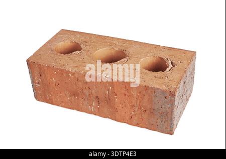 Perforated red brick isolated on white background Stock Photo