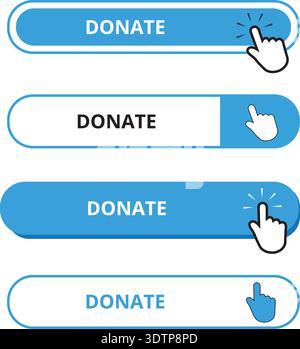 White and blue donate bar buttons isolated on a white background Stock Vector