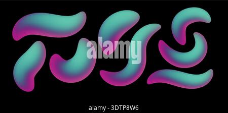 Set liquid shape abstract gradient background 3d color vector element design. Modern abstract liquid shape with smooth gradient color and fluid Stock Vector