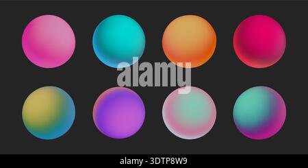 Abstract colorful hologram sphere with rainbow gradient light effect, futuristic fluid orb design. Stock Vector