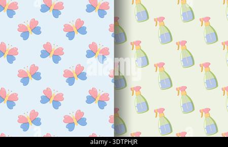 Butterflies Spray Bottles Split Patter Stock Vector