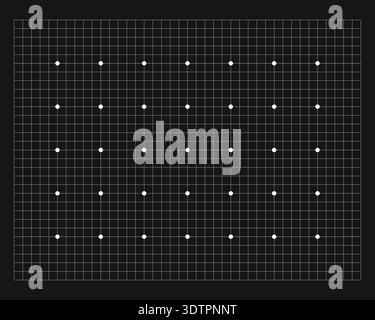 White grid texture on black notebook page. Checkered paper graph template for math education, drafting or plotting, engineering or architecting Stock Vector