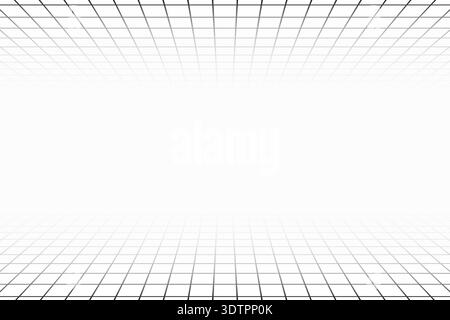 Top and bottom perspective grids vanishing into infinity. Tile floor and ceiling textures. Checkered plane patterns. Squared surfaces. Geometric Stock Vector