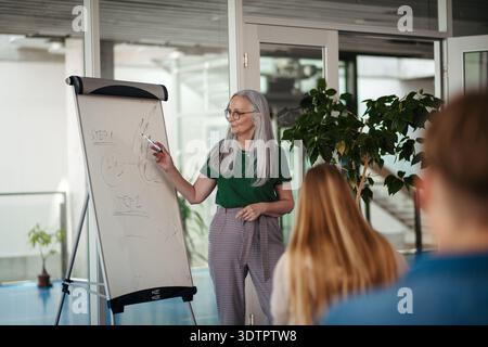 Group of college students attending lecture in university hall. Stock Photo