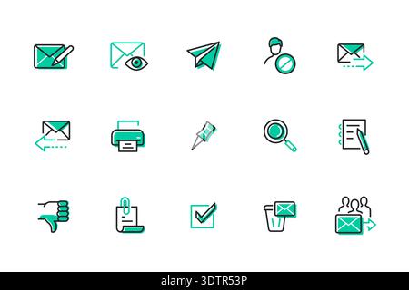 Emails - set of line design style icons Stock Vector
