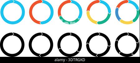 Circle diagram infographic set. Rotation round cycle vector scheme process template. 2, 3, 4, 5 parts. Stock Vector