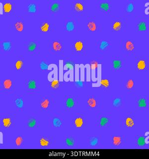 Bright colorful seamless grunge pattern featuring abstract shapes, doodles, scribbles, geometric elements and dots Stock Vector