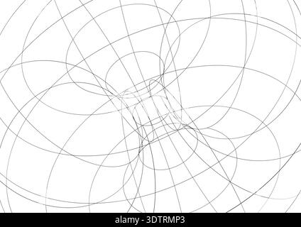 Wave wracked surface. Moving energetic grid structure of fine lines. Simple black and white dynamic vector background Stock Vector