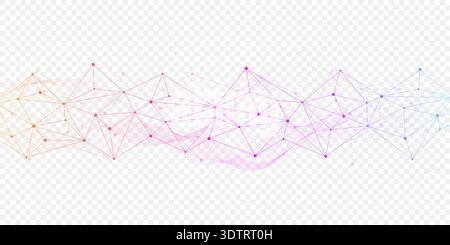 Abstract vector network connection background. Digital technology dots and lines connection concept for science, data, ai, futuristic background Stock Vector