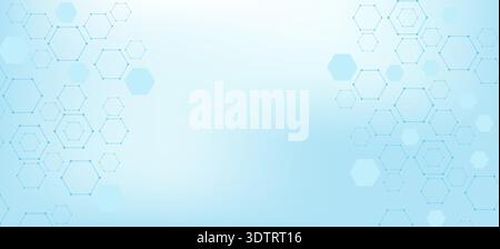 Hexagonal abstract background. Big Data Visualization. Global network connection. Medical, technology, science background. Vector illustration. Stock Vector