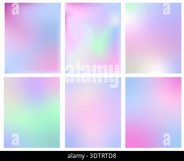 Abstract gradient banner set. Blurred background with light, fresh colors. Pastel pink, blue, mint, yellow, and beige splashes. Vector template image. Stock Vector