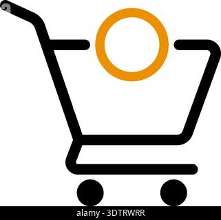 Shopping cart icon with a hollow circle inside the trolley to indicate empty space reserved for additional content or customization. Stock Vector