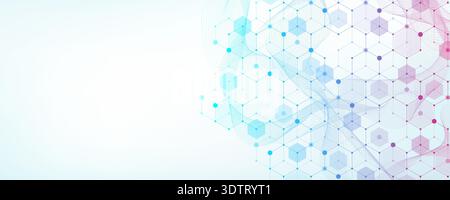 Modern health care or medical background design. Health care innovation concept. Horizontal header web banner. Abstract geometric background with Stock Vector