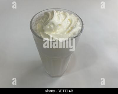milk cocktail isolated on white. top view Stock Photo