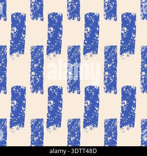 Small dash blue lines seamless pattern. Surface design geometric handmade short vertical bricks motif. Hand drawn mini streaks texture. Vector repeat Stock Vector