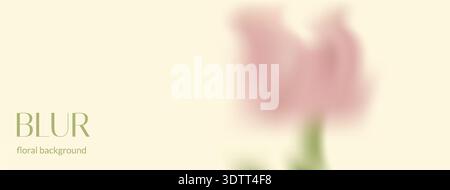 Blurred spring tulip or season peony flower on template background gradient. Soft and gentle floral effect with summer soft beige bg. Vector trendy ge Stock Vector
