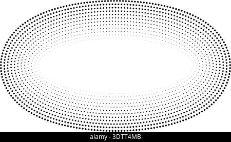Circular oval frame containing twelve concentric dotted lines, inner lines thinner and outer lines thicker, with consistent black color. Stock Vector
