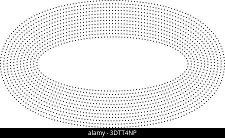 Circular oval frame with twelve concentric dotted lines, all lines same thickness, uniform black color, no gradient. Stock Vector