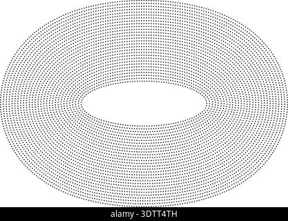 Circular oval frame with twenty-nine concentric dotted lines, all lines equal thickness, solid black without gradient. Stock Vector
