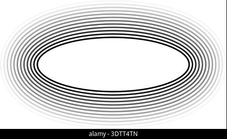 Circular oval frame containing twelve concentric solid lines, thick and uniform in width, gradient from inside to outside. Stock Vector