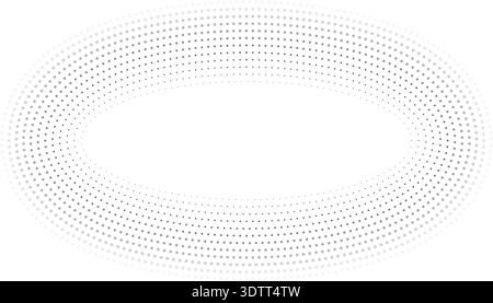 Circular oval frame with twelve concentric dotted lines where inner lines are thinner, outer lines thicker, featuring gradient from center to edge. Stock Vector