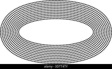 Circular oval frame containing twelve concentric dotted lines, all thick lines, uniform black color without gradient. Stock Vector