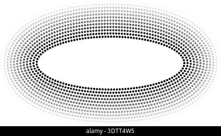 Circular oval frame with twelve concentric dotted lines, thick lines of equal width, gradient applied from inside to outside. Stock Vector