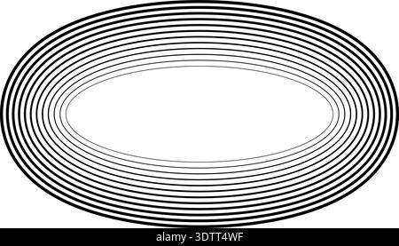 Circular oval frame with twelve concentric solid lines, thinner inner lines and thicker outer lines, solid black with no gradient. Stock Vector