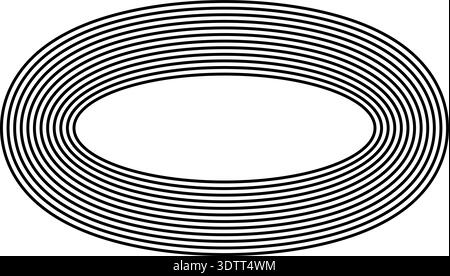 Circular oval frame with twelve concentric solid lines, thick lines all equal in width, solid black without gradient. Stock Vector