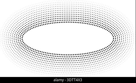 Circular oval frame with twelve concentric dotted lines, inside lines thicker and outside thinner, uniform black color without gradient. Stock Vector