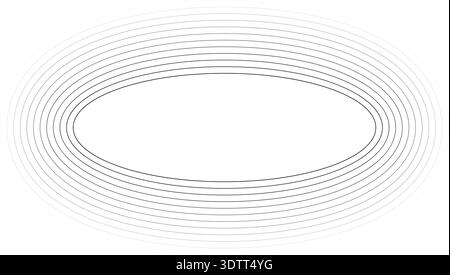 Circular oval frame with twelve concentric solid lines, all lines equal thickness, gradient from inner to outer lines. Stock Vector