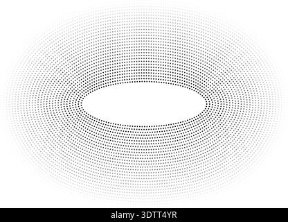 Circular oval frame with twenty-nine concentric dotted lines, all lines same thickness, featuring gradient from inside to outside. Stock Vector