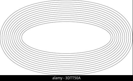 Circular oval frame with twelve concentric solid lines of equal thickness, uniform black color without gradient. Stock Vector