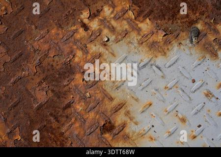 Industrial corrosion for safety concepts. Close-up rust for engineering projects. Rusty metal grid for security themes. Rust background industrial Stock Photo
