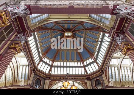 Ornate Victorian architecture of Leadenhall Market ceiling in London Stock Photo