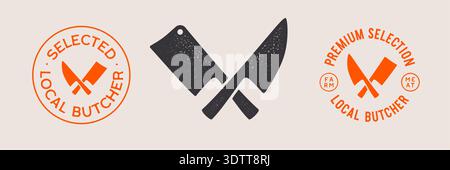 Butcher knives sign. Silhouette butcher knives Stock Vector