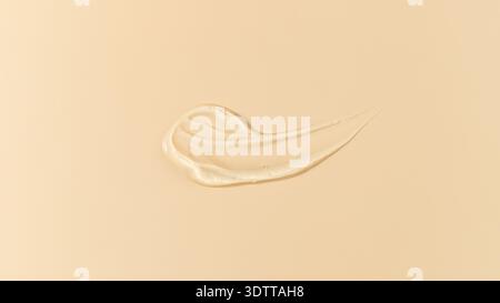Cosmetic transparent gel serum swatch with bubbles isolated on beige background. Texture moisturizing gel of hyaluronic acid closeup. Face or body nat Stock Photo