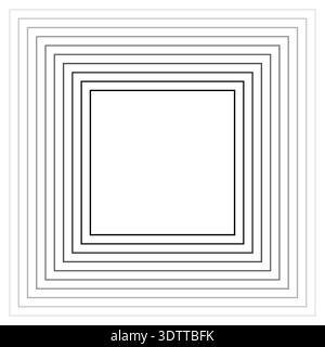 Square composition of concentric continuous lines of equal thickness, arranged with gradient effect from center outward. Stock Vector