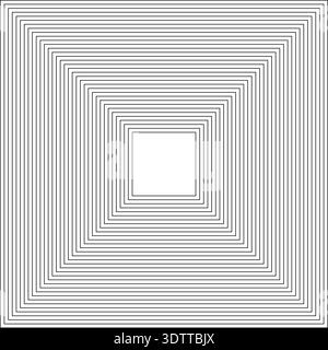 Square frame constructed from many concentric continuous lines of equal thickness arranged consistently. Stock Vector