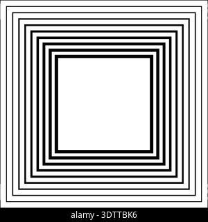 Square formed with concentric continuous lines, thicker inside and progressively thinner outward without gradient effect. Stock Vector