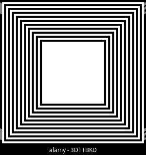 Square design of concentric continuous lines, all thick and evenly spaced with no gradient. Stock Vector