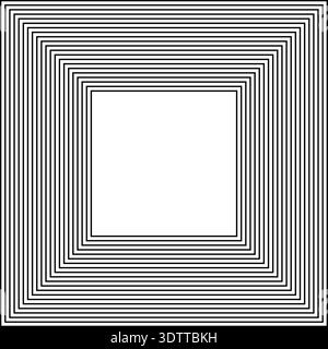 Square illustration of concentric continuous lines, evenly spaced and equal in thickness throughout the frame. Stock Vector