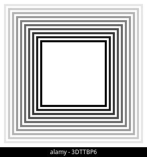 Square frame of concentric continuous lines with equally heavy strokes, showing gradient transition outward. Stock Vector